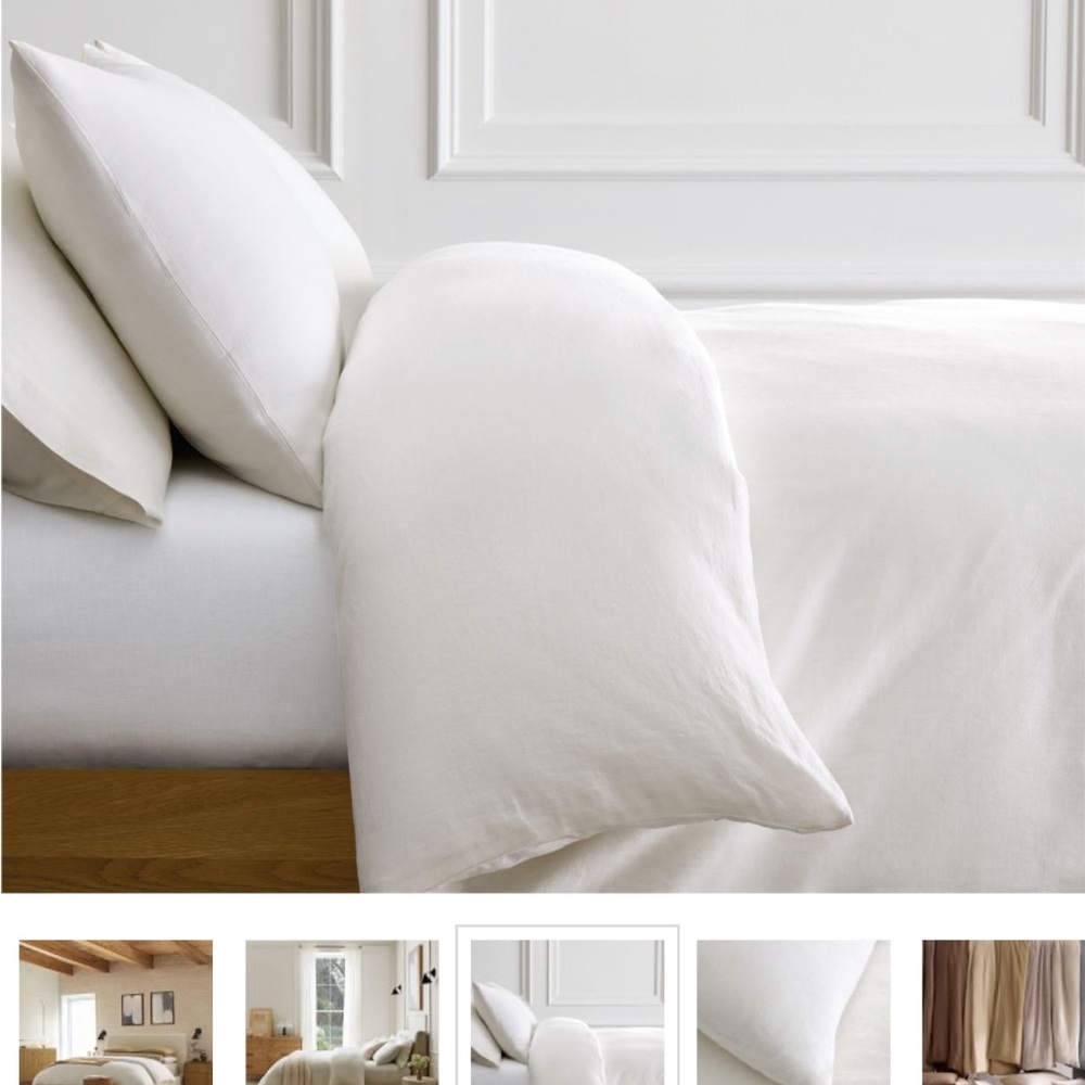 West Elm white European Flax Linen Duvet Cover
